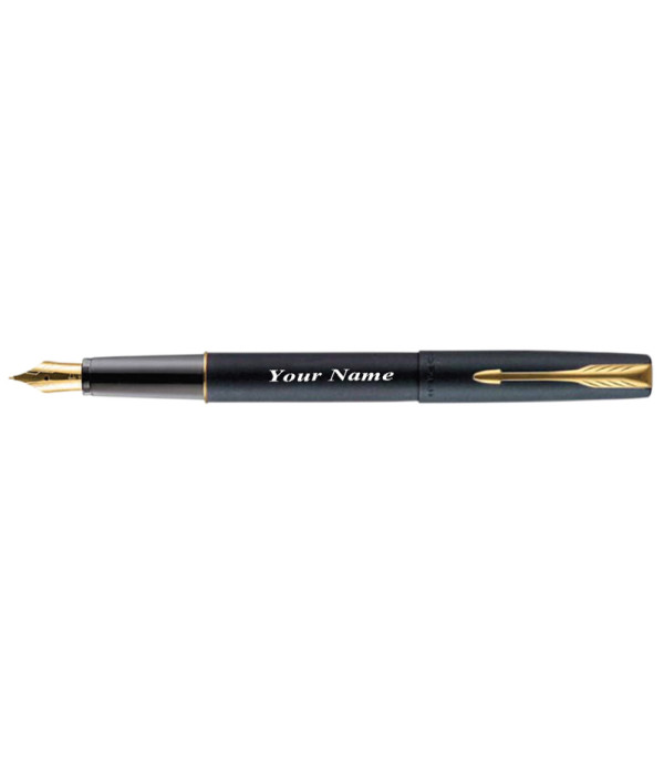 Parker Personalized FRONTIER MATTE BLACK FOUNTAIN PEN WITH Name on Pen with Gift Bag Customized For Men and Women | Teachers | Weddings | Corporate | Employee Gifting