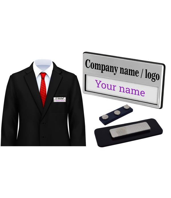 Custom Engraved 2 Line flexible Magnetic Company Logo / Name Tag Badges – Personalized Identification | Name Plate for Suits,Shirt T-Shirt use in Business, School,office, hotel,restaurant