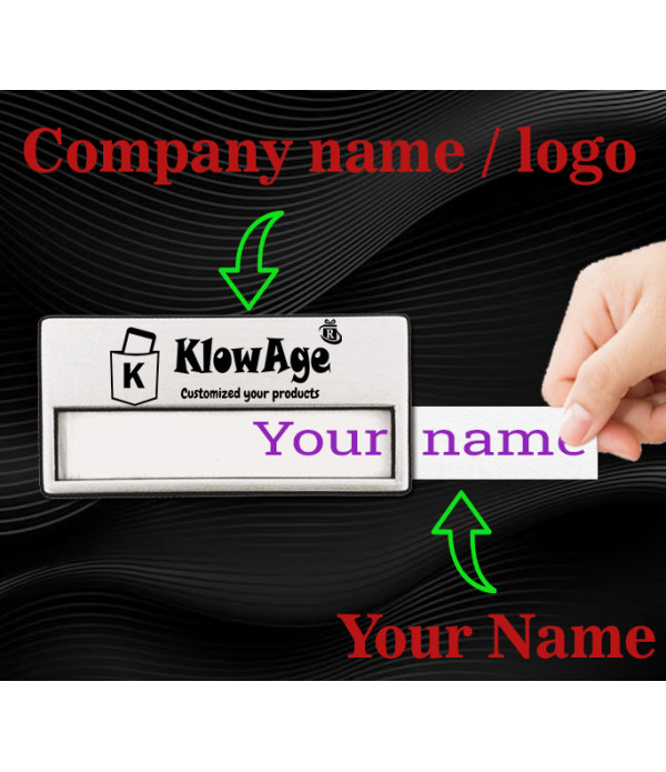 KlowAge Custom Engraved 2 Line flexible Company Logo / Name Tag Badges – Personalized Identification | Name Plate for Suits,Shirt T-Shirt use in Business, School,office, hotel,restaurant