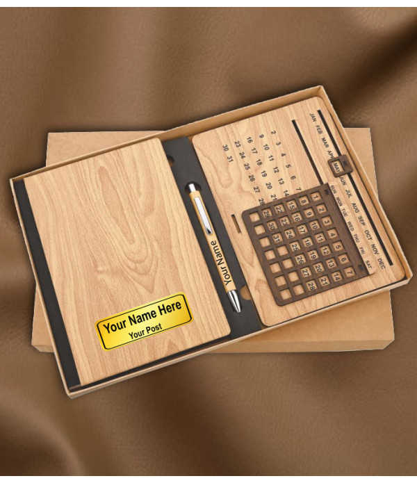 A Wooden Pen with Desktop Calendar and D...