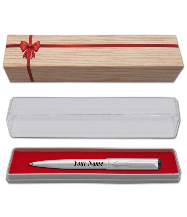 Parker Personalized Vector CT Stainless Steel CT Ball Pen Name on Pen with Gift Bag Customized For Men and Women | Teachers | Weddings | Corporate | Employee Gifting