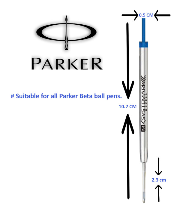 Parker Systemark Blue Refills For Beta Ball Pen