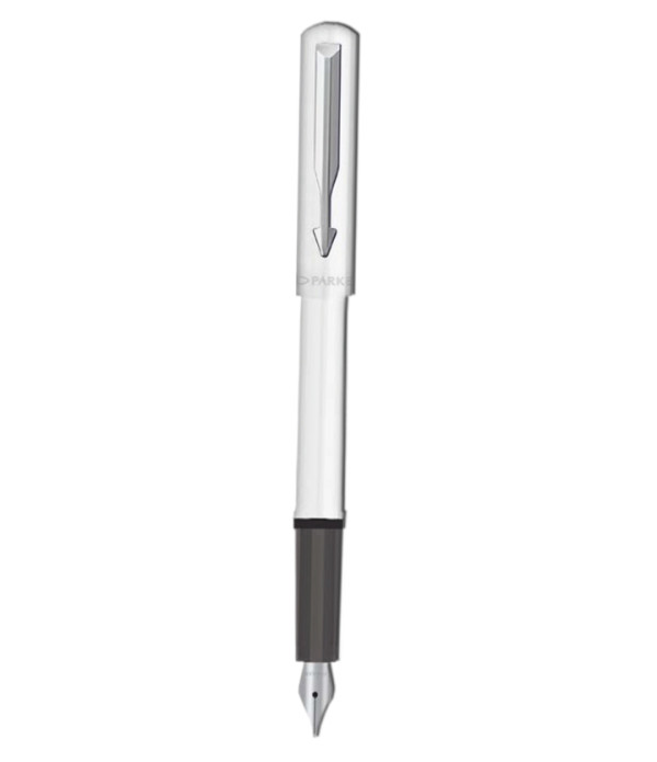 PARKER BETA NEO (White) FOUNTAIN PEN WITH STAINLESS STEEL & Gift Bag