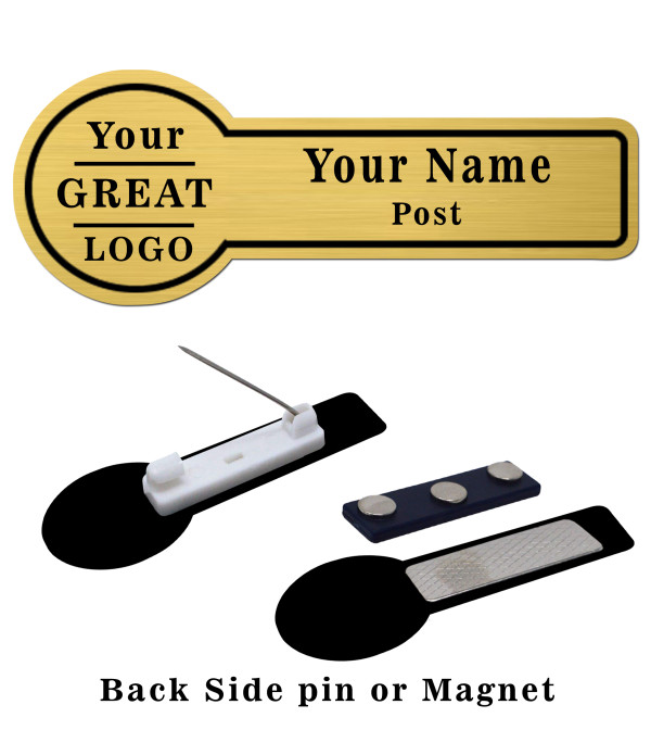 Custom Name Tag Badges,Gold Name Plate with logo– Personalized Identification | Name Plate for Suits,Shirt T-Shirt Badges for Employees,Students