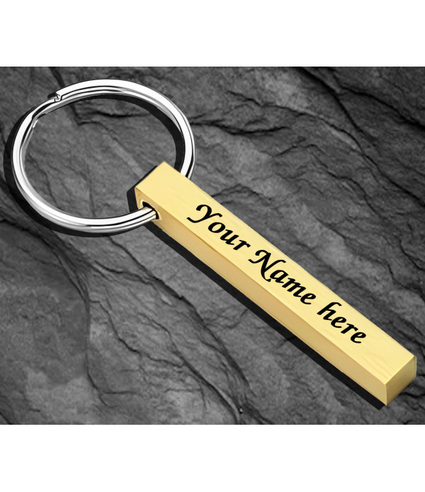 Personalised Metal Gold Bar Keychain Eng...