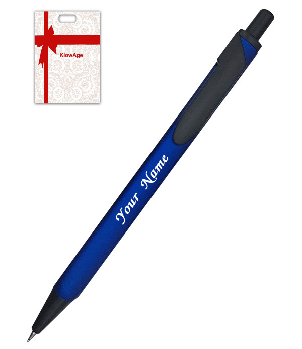 KlowAge Personalised Saint Triangle Navy Blue Ball Pen With Name On Metal Box and Name on pen Engraved | Customised Pen | Personalized Pen