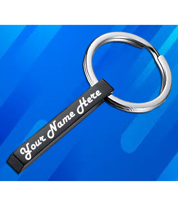 Personalised Metal Matte Black Bar Keychain Engraved Customized name on Keychain