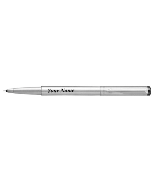 Parker Personalized  VECTOR STAINLESS STEEL ROLLER BALL PEN WITH STAINLESS STEEL TRIM Name on Pen with Gift Bag Customized For Men and Women | Teachers | Weddings | Corporate | Employee Gifting