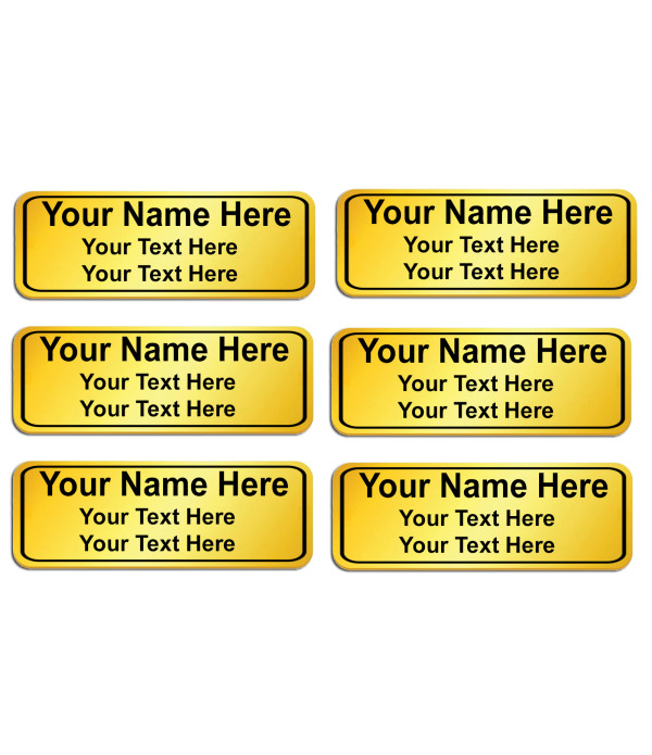 KlowAge Bag Personalized/Customised Custom Engraved 3 Line Name Tag Badges – Personalized Identification with Pin,3 Inch x 1 Inches,Golden Black High Grade Acrylic | Name Plate Bag for Business