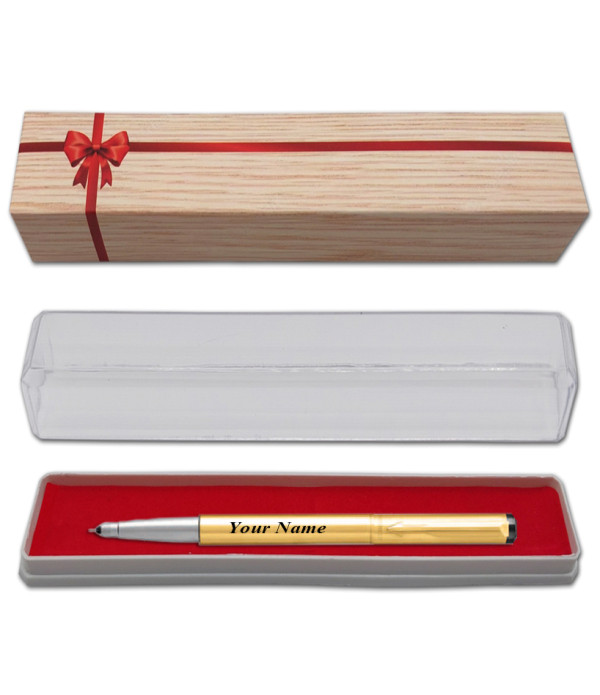 Parker Personalized  VECTOR GOLD ROLLER BALL PEN WITH Name on Pen with Gift Bag Customized For Men and Women | Teachers | Weddings | Corporate | Employee Gifting