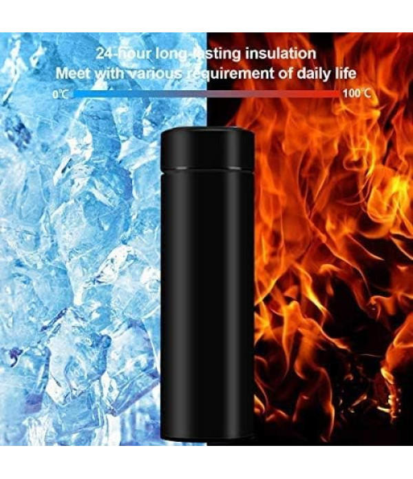 Customized name on Water Bottle with Temperature Display Keep Hot Or Cold (Matte Black, 18 oz) (500 ml)